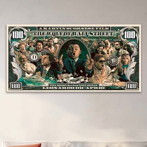 Wolf of Wall Street Canvas Art: Leonardo DiCaprio Money Poster