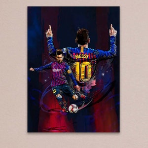 Messi Poster, Messi Leinwand, Leo Messi Leinwand, Barcelona Fan Geschenk, gerahmtes Poster, Geschenke für Messi-Fans, Messi Druck, Sport Poster