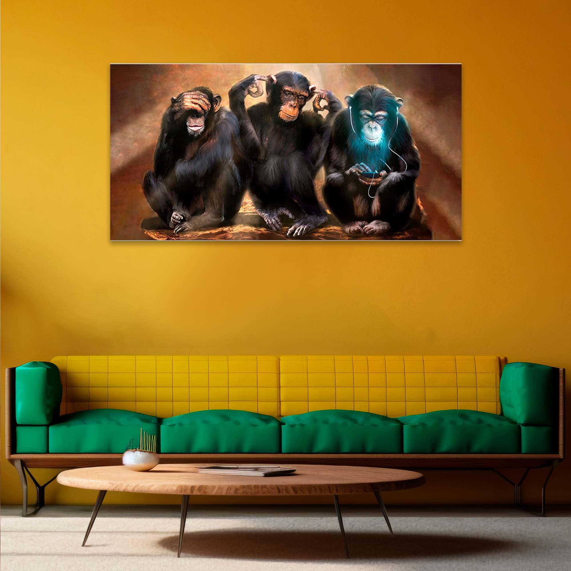 Three Wise Monkeys Wall Art, 3 Monkeys Canvas, See No Evil Hear No Evil ...