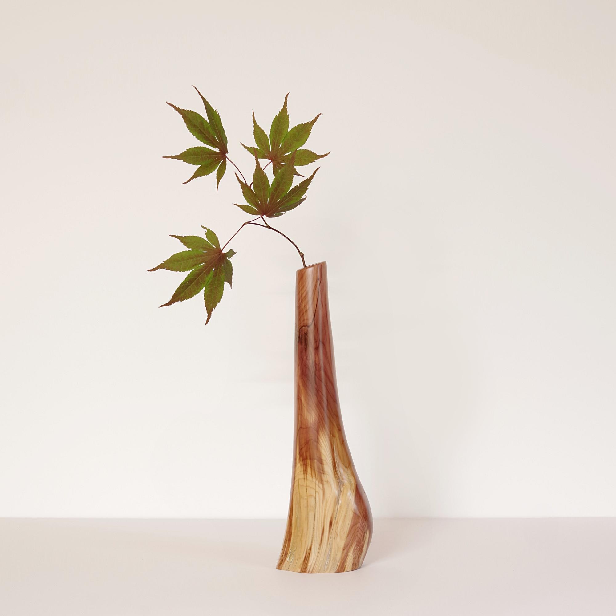 wooden vase, Japandi, light wood, han...