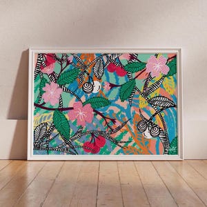 Cherry Blossom Digital Art, Japanese Sakura Flowers Printable PosterStylish Flowers Wall Decor, Contemporary Art for Home and Office