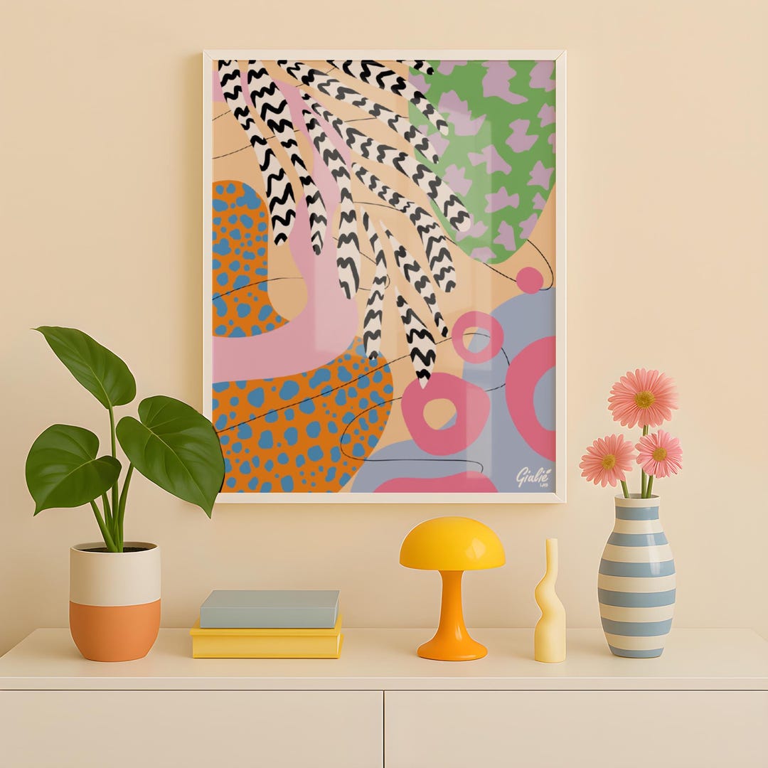 Dopamine Abstract Wall Art – Funky Colorful Digital Print, Retro ...