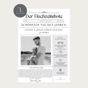 Wedding newspaper, customizable template, Canva template, personalized wedding newspaper, German template for self-printing