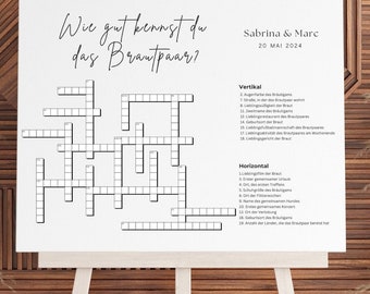 Personalized crossword puzzle for weddings/engagements/baby showers/birthdays and more.