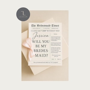 Demoiselles d'honneur, témoin, garçons d'honneur, journal/demande en mariage - Modèle Canva modifiable, cadeau DIY, modèle journal