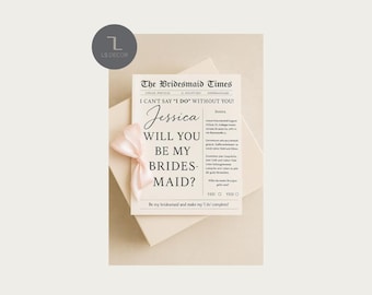 Bridemaids, Bridesmaid, Best Man, Groomsmen, Newspaper/Proposal - Editable Canva Template, DIY Gift, Newspaper Template