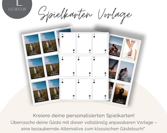 Customizable playing card template | Wedding guest book | Birthday playing cards | Guestbook | DIY wedding game | Canva template