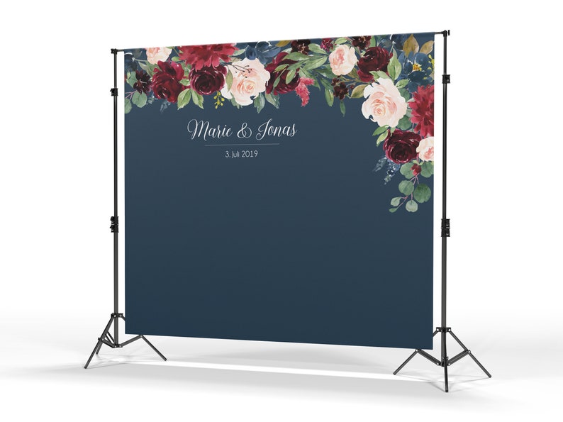 Fotobox Backdrop Hintergrund Hochzeit Bordeaux & Blue Etsy