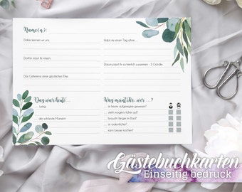 Gästebuchkarten Hochzeit Eukalyptus Green zum Einkleben - Gästebuch Alternative DIN A5