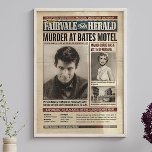 Affiche de film d&#39;horreur Psycho 1960, Norman Bates Marion Crane Sam Loomis journal vintage affiche d&#39;horreur Halloween cadeau femmes hommes décoration d&#39;intérieur