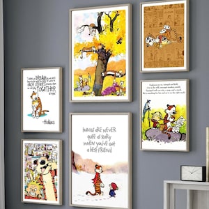 Cal.vin and Hobbes Comic Stripe Multiple Style Poster, Cute Cartoon Poster, Calvin-Hobbes Gift for Book Lover, Decor Home, Office, Classroom