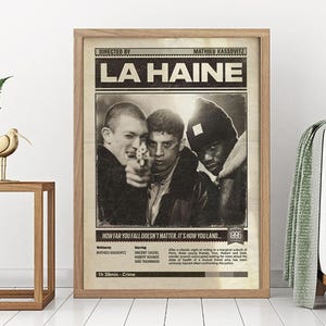 La Haine Movie Poster Vintage Print, La Haine Minimalist Retro Poster, The Hate Movie, Vinz Hubert Poster Decor Unframed Gift for FIlm Fans