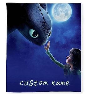 How to train Movie Your Dragon Fleece Blanket, Custom Dragon Animated Blanket, Tooth-less Hiccup, Cute Gifts for Dragon Lover, Home Decor