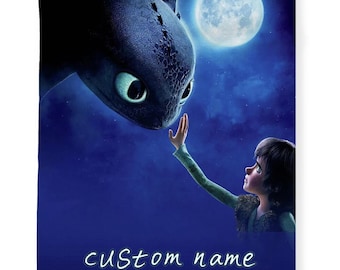 How to train Movie Your Dragon Fleece Blanket, Custom Dragon Animated Blanket, Tooth-less Hiccup, Cute Gifts for Dragon Lover, Home Decor