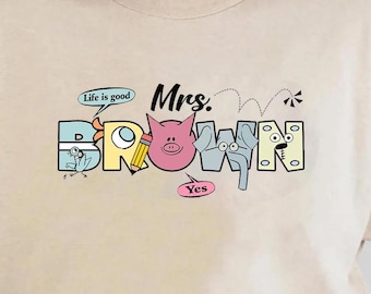Personalized Teacher Shirts, Customized Elephant And Pig Teacher Shirts, Teacher Group Matching Shirt, Back to School Gifts for Teacher