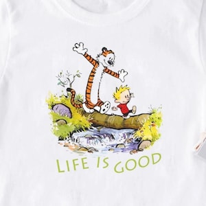 Calvin-Hobbes Life Quote Shirts, Cute Comic Vintage Shirt, Calvin Movie Hobbes Cartoon Tee, Inspirational Gifts on Birthday, Christmas