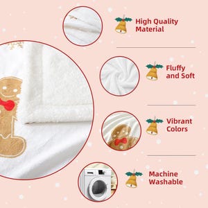 Puede incluir: Manta de forro polar blanca y marr&oacute;n con un hombre de jengibre y copos de nieve. La manta es suave y esponjosa. Es lavable a m&aacute;quina. Material de alta calidad.