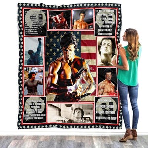 Rocky Movie Balboa Boxing Fleece Blanket, Rocky Film Balboa Quotes Vintage Blanket, Inspirational Gift For Him, Her, Friends, Film Fans