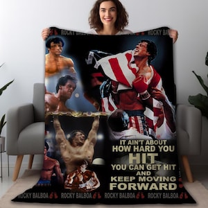 Rocky Movie Balboa Vintage Fleece Blanket, Rocky-Balboa Inspirational Quote, Rocky Boxing Blanket Birthday Christmas Gifts Fathers Day Gifts