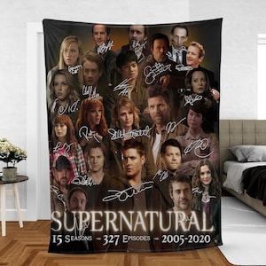 Supernatural Tv Series Fleece Blanket, Dean and Sam Winchester Brothers, Supernatural All Season Signature Blanket, Brothers Blanket