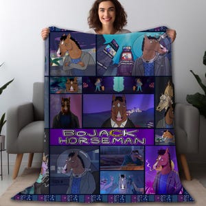 BoJack Movie Horseman Fleece Blanket, BoJack Animated TV Series Blanket, Birthday Christmas Gifts For Adult, Him, Her, for Bed, Sofa, Couch