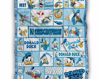 Personalized Disneyland Duck Cute Fleece Blanket, Custom Mikey Mouse & Friends Baby Shower Blanket, D I S N E Y Funny Duck Cartoon Blanket