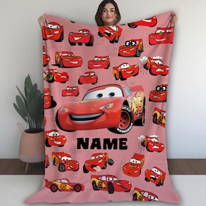 Custom Cars Lightning Cartoon Fleece Blanket, Cars Disneyland Mc Queen Cute Animated Blanket, Cars Blanket, Birthday Gift, Baby Shower Gifts
