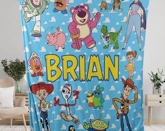Customized Toy-Story Cartoon Fleece Blanket, Custom You've Got Friend In Me Disneyland Blanket, Woody Buzz T-Rex, Baby Shower, Birthday Gift