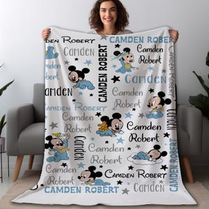 Custom Disney Baby Mouse Fleece Blanket, Customized Mikey Blanket, Personalized Disneyland Mouse Magic Kingdom, Birthday, Christmas Gifts
