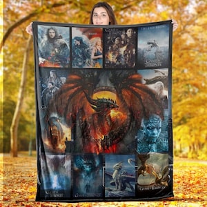 Game of Movie Thrones Vintage Blanket, Thrones Tv Series Minimalist Fleece Blanket for Bed, Sofa, Couch, Christmas Gifts, Birthday Gift