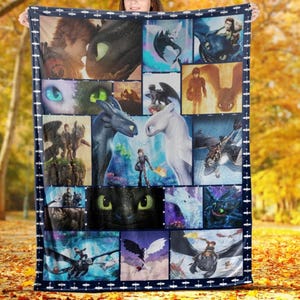 How to train Movie Your Dragon Tooth-less Hiccup Fleece Blanket, Dragon and Friends Animated Blanket, Gifts for Family, Adult, Kid, Baby