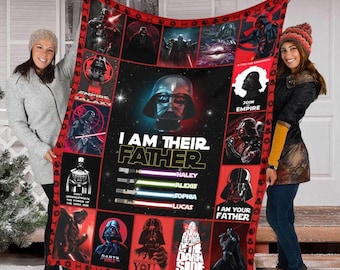 Personalized Star-Wars Darth-Vader I Am Their Father, Custom Lightsaber Blankets Idea Gift For Dad on Christmas Birthday Father's Day