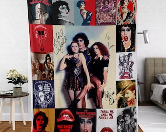 The Rocky Horror Picture-Show Movie Vintage Signature Fleece Blanket, Frank N Furter Pride Blanket, Horror Gifts For Him, Her, Film Fans