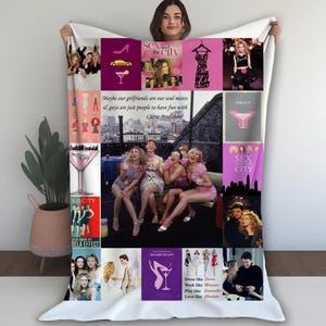 Sex and the City Tv Series Fleece Blanket, Carrie-Bradshaw, Miranda, Samantha, Charlotte Vintage Blanket, Gifts For Film Fans