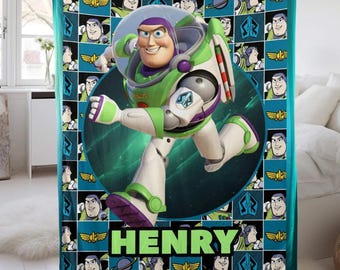 Personalized Toy-Story Cartoon Blanket, Disneyland Custom Name Buzz Fleece Blanket, You've Got Friend In Me, Blanket for Bed, Sofa, Couch