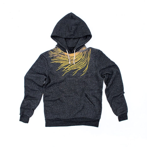 SAMPLE SALE - MEDIUM - Feather Sweatshirt - Cozy Fashion Pullover Hoodie for Women with Gold Feather Print