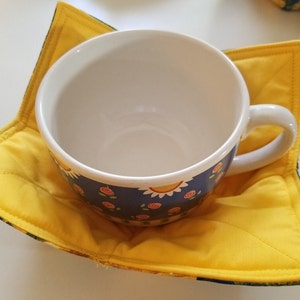 Sunflower Bright Yellow Design Cozy Reversible Great for Hot Dishes OR Ice Cream Fits most any size Cup or Bowl FREE SHIPPING image 6