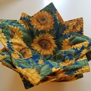 Sunflower Bright Yellow Design Cozy Reversible Great for Hot Dishes OR Ice Cream Fits most any size Cup or Bowl FREE SHIPPING image 1