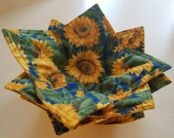 Sunflower Bright Yellow Design Cozy | Reversible | Great for Hot Dishes OR Ice Cream | Fits most any size Cup or Bowl | FREE SHIPPING