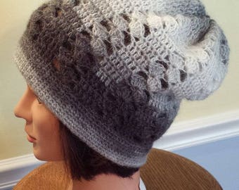 Slouchy Beanie, Patina, Crocheted (FREE SHIPPING)