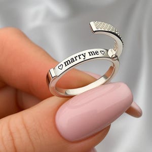 925 Silver Ring Engraved Custom Rings Personalized Open Circle Dainty Soulmate Silver Rings Secret Message Quote Ring Custom Gift for Women