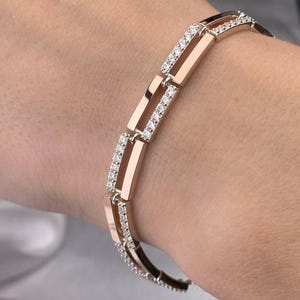 Gold Plated 925 Silver Circle Bracelet: Cubic Zirconia Accent