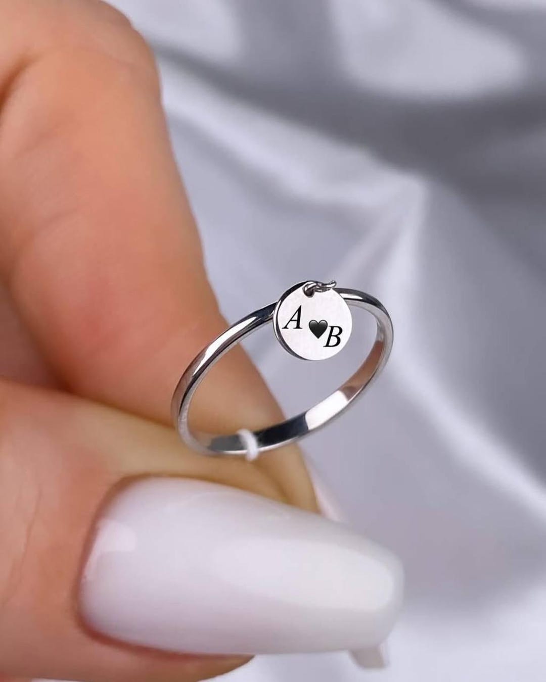 Personalized Letter Ring, Custom Silver Initial Ring, Sterling Silver ...