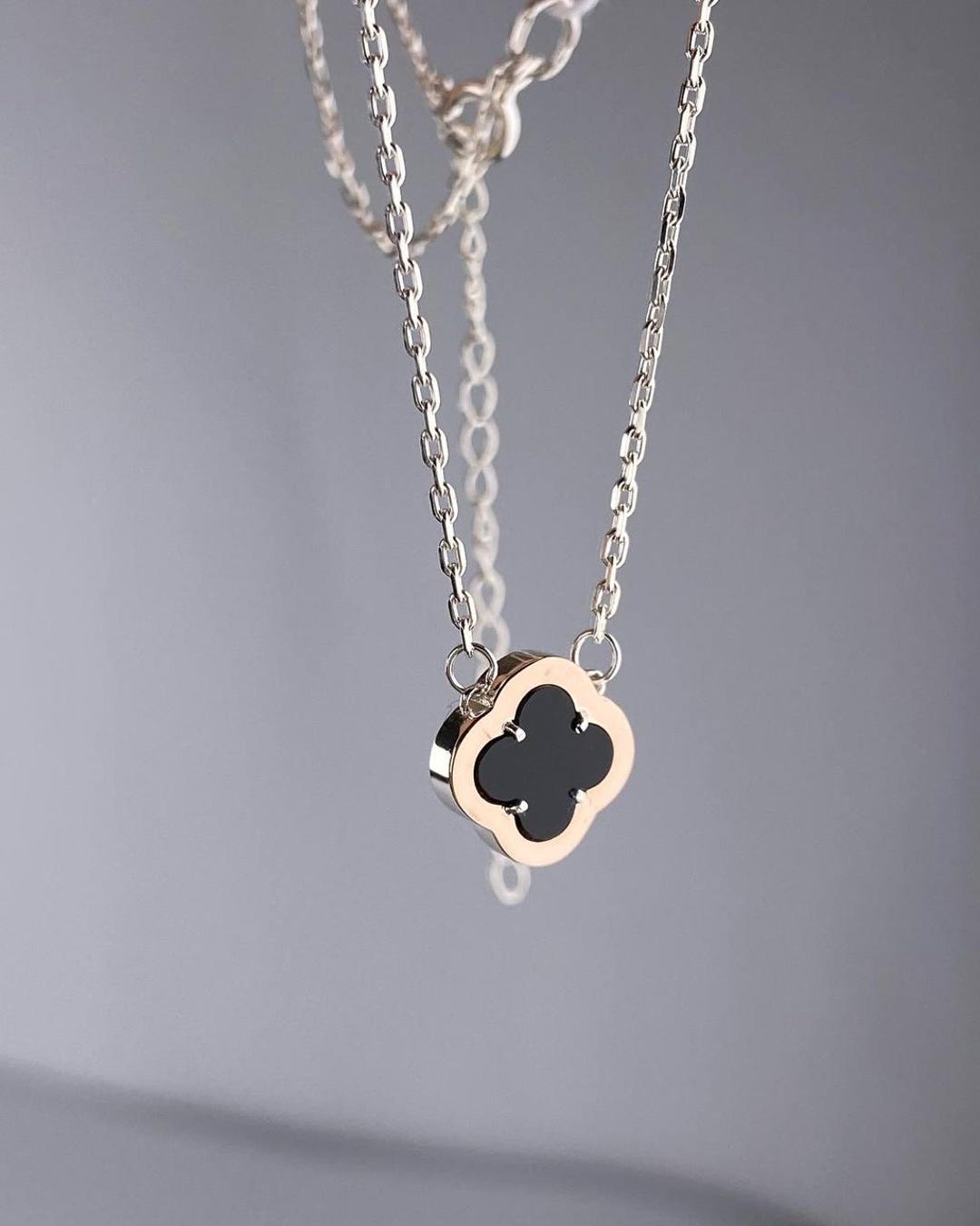 Selina Clover Necklace - Black main image 1