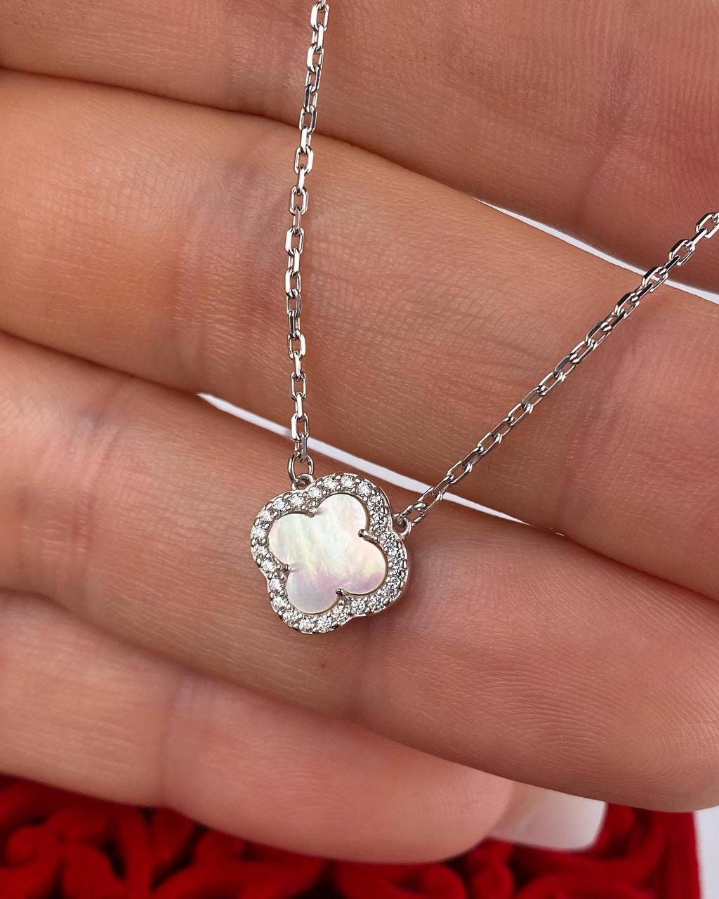 Onyx Clover Necklace Silver - Etsy
