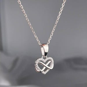 Rhodium Necklace Love Heart Jewelry Infinity Pendant 925 Silver Necklace Infinity Heart Charm Love Necklace for Women Heart Jewelry