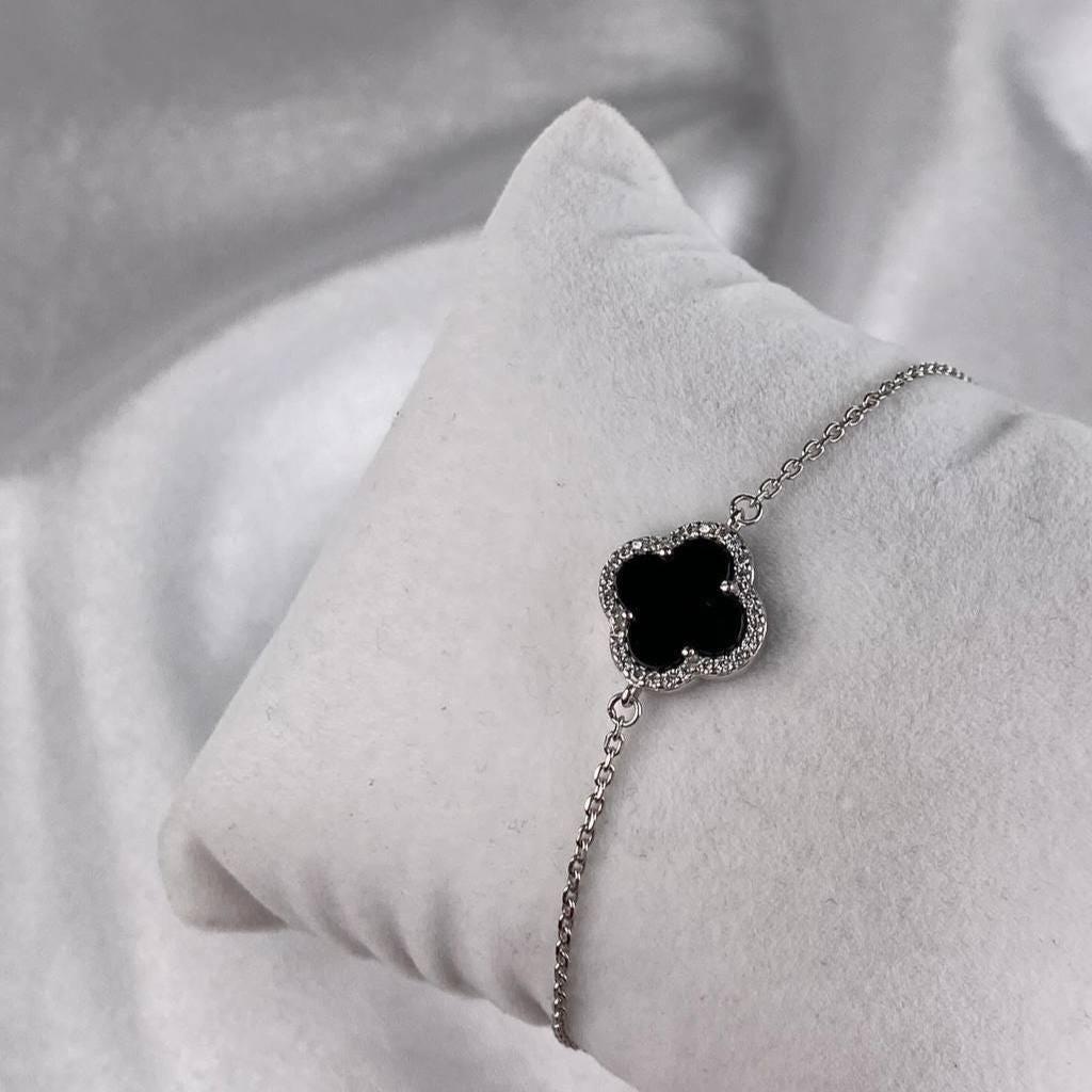 Black silver clover bracelet - Etsy 日本