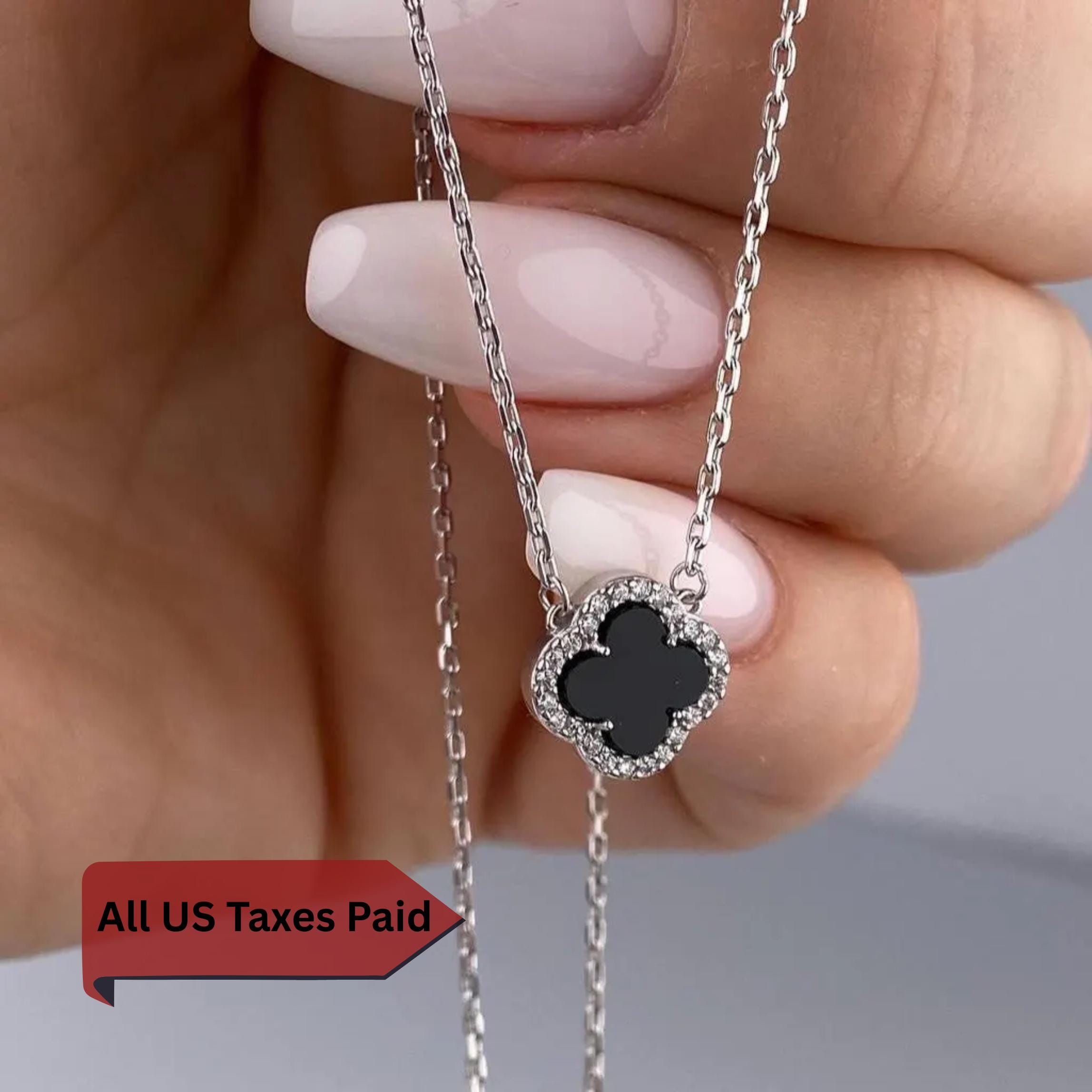 Van Cleef & Arpels ブラック クローバーネックレス ヴィンテージ アルハンブラ ペンダント 18K ローズ ゴールド, マザー