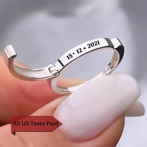 Bague cercle ouvert personnalisée en argent sterling gravée - Devis personnalisé bijoux