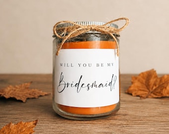 Will You Be My Bridesmaid Candle | Bridesmaid Proposal Gift | Thank You Candle | Personalized Bridal Party Gift | Wax Candle | Bridal Party